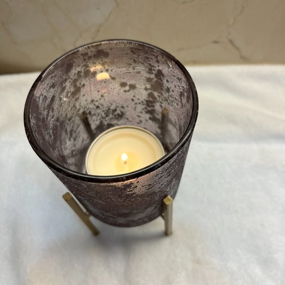 NWOT Glass frosted purple votive candle holder with goldtone stand - Picture 4 of 10
